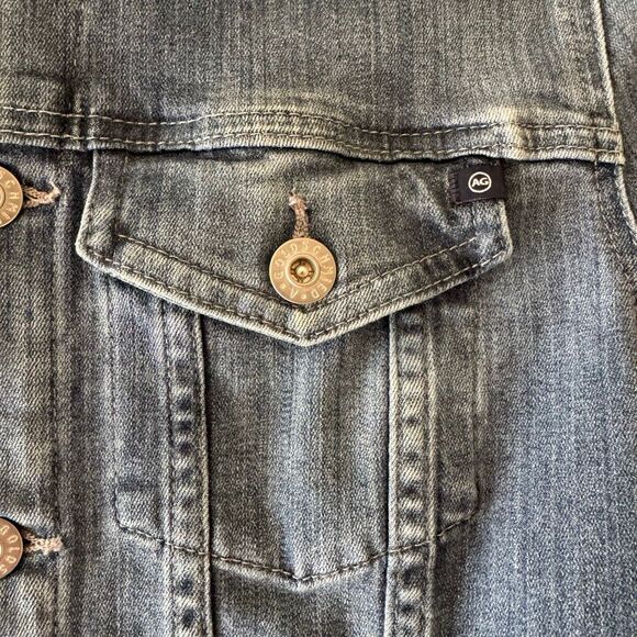 AG Adriano Goldschmied Classic Dark Blue  Stretchy Jeans Denim Jacket SZ S#2524 - Picture 8 of 14